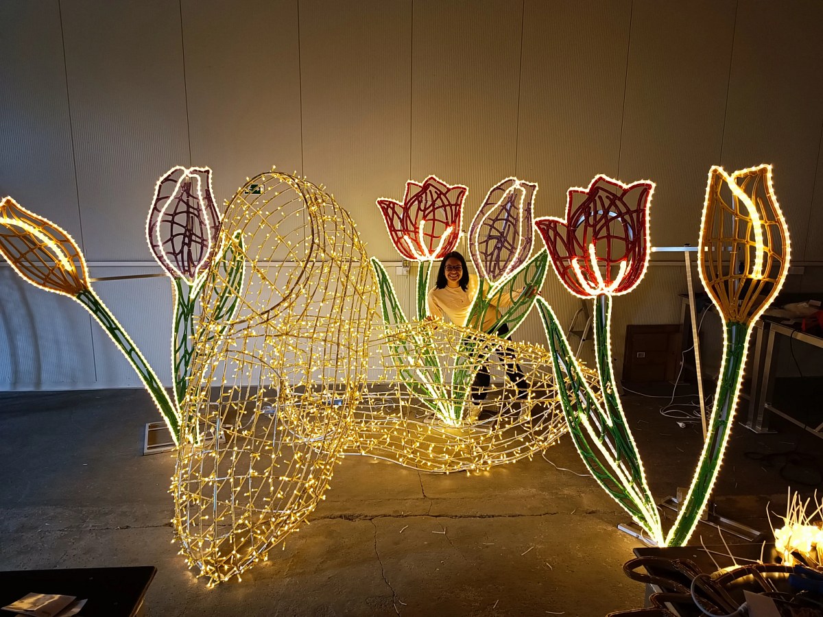 Lampki LED, ciepła biel, kolorowe tulipany, 36 V, 90,2 W, wykonane z 18 części