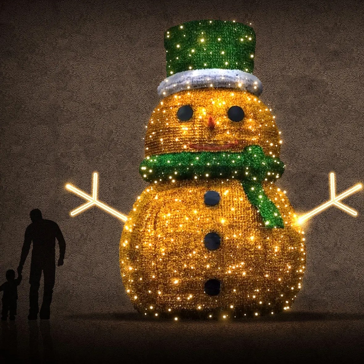 Eco Fix 3D LED snowman light, 600 × 240 cm, ciepła biel, aluminium