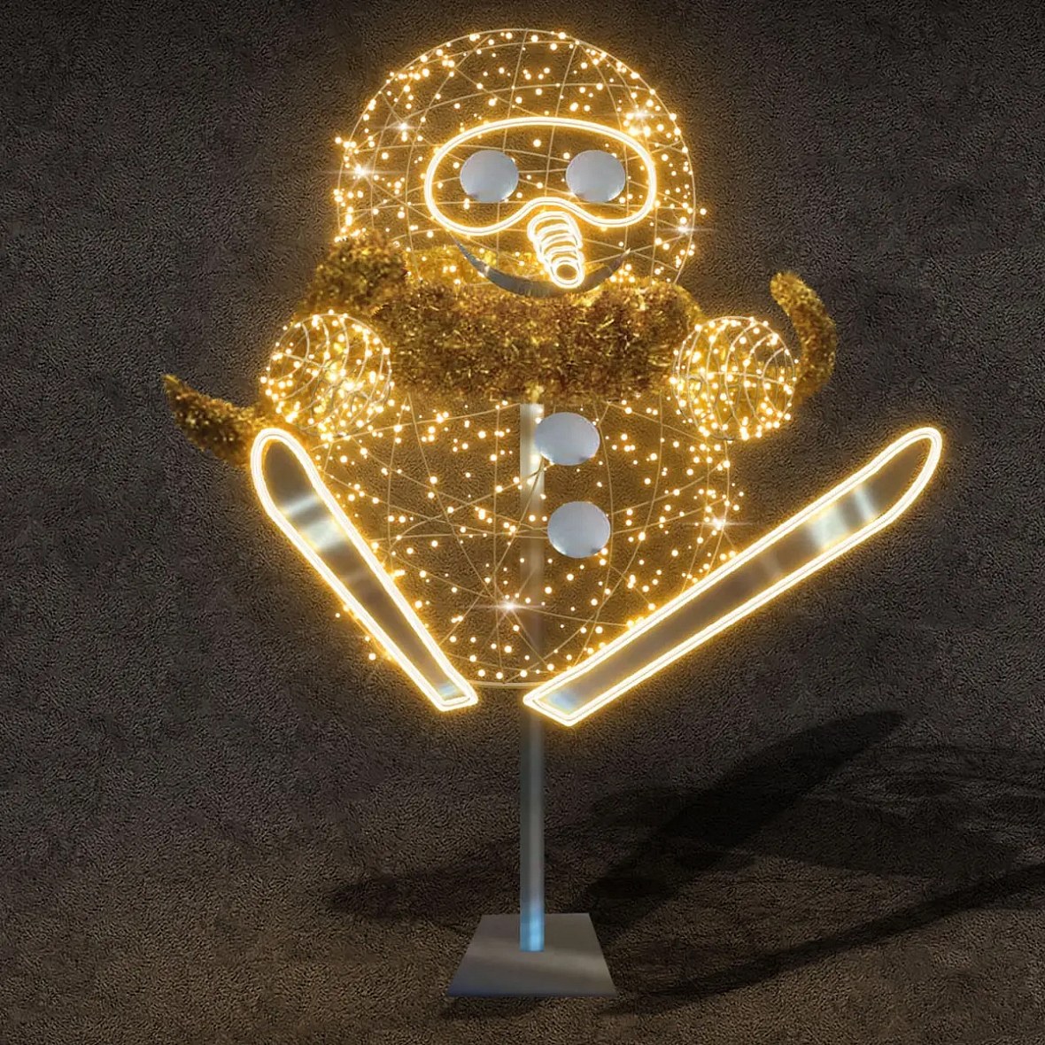Easy Fix 3D LED bałwan w skoku, 135 × 237 × 145 cm, ciepła biel, aluminium