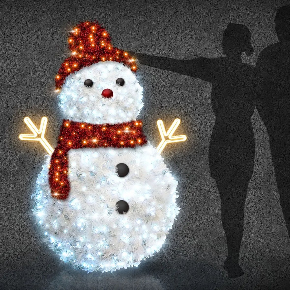 Easy Fix 3D LED snowman light 160 cm, lodowa i ciepła biel, aluminium