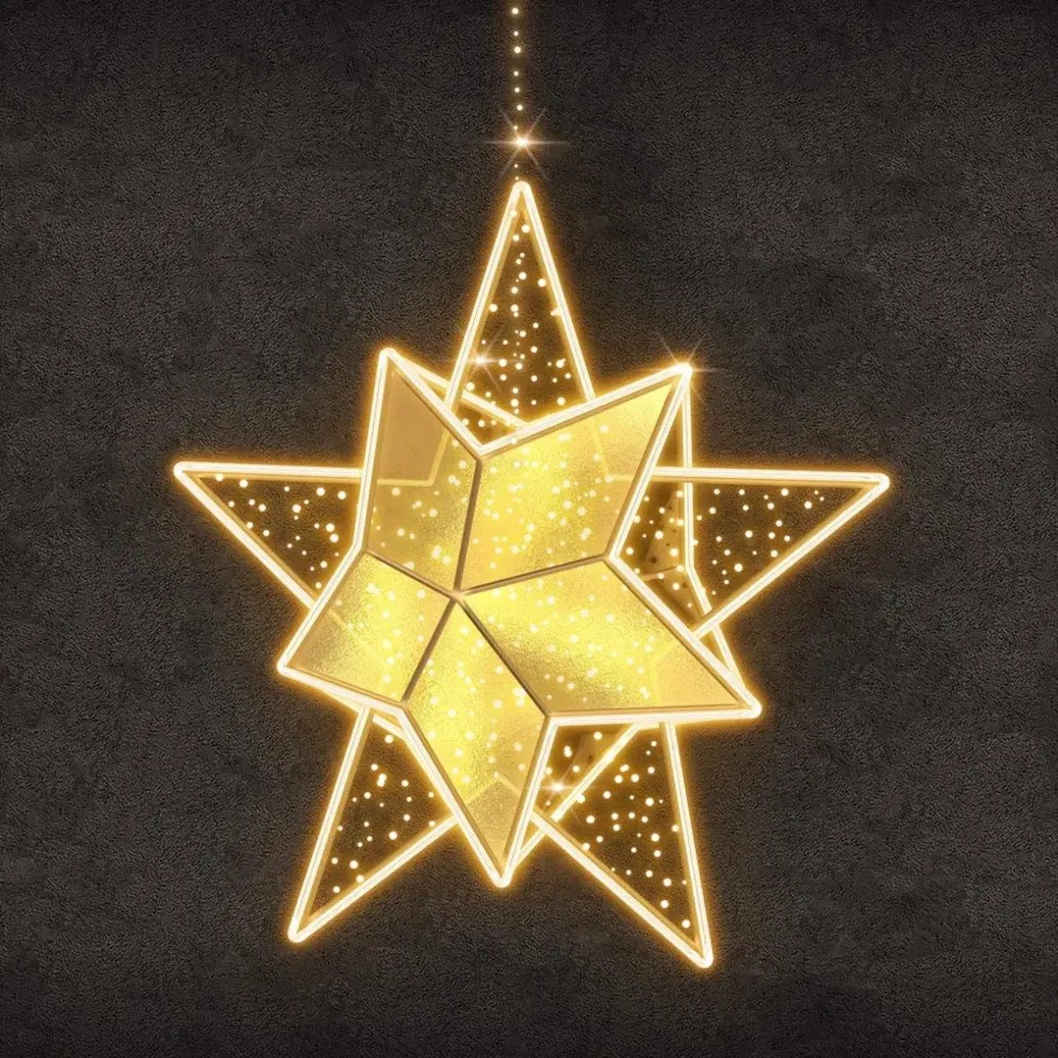 Easy Fix 3D LED star light, Ø 200 cm, ciepła biel, wisząca, aluminium