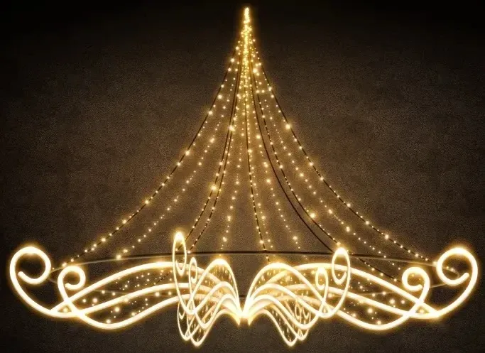 Żyrandol LED 3D, 360 x 250 x 360 cm, ciepły biały, 230/36V