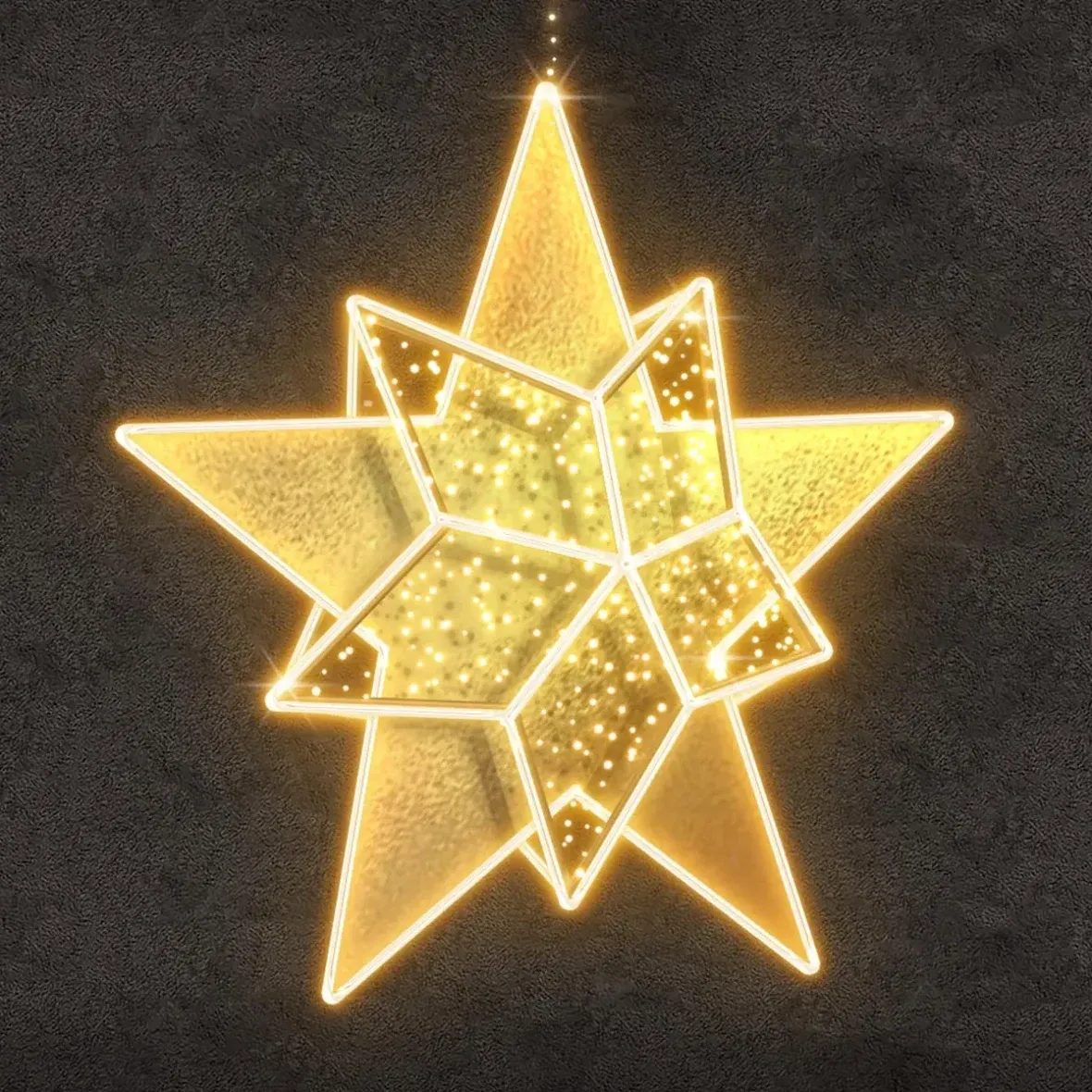 Easy Fix 3D LED star light, Ø 200 cm, ciepły biały, aluminium
