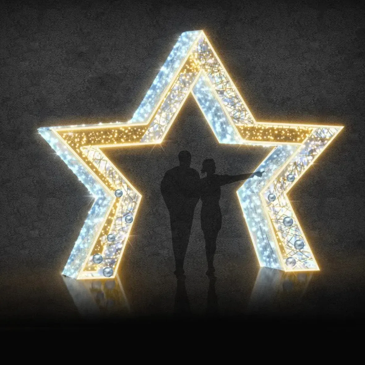 Eco Fix 3D LED star light, 450 × 370 × 70 cm, ciepła i lodowata biel, aluminium