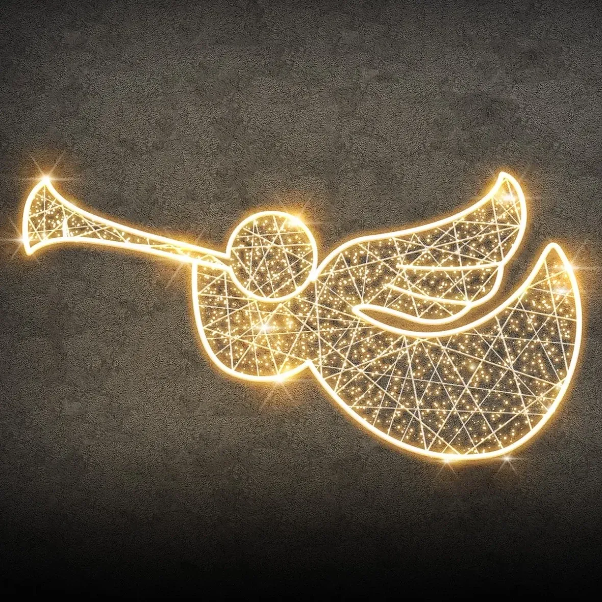 Dekoracja świetlna Easy Fix 2D LED, anioł II. latający, 370 × 190 × 3 cm, ciepła biel, wisząca, druk 3D