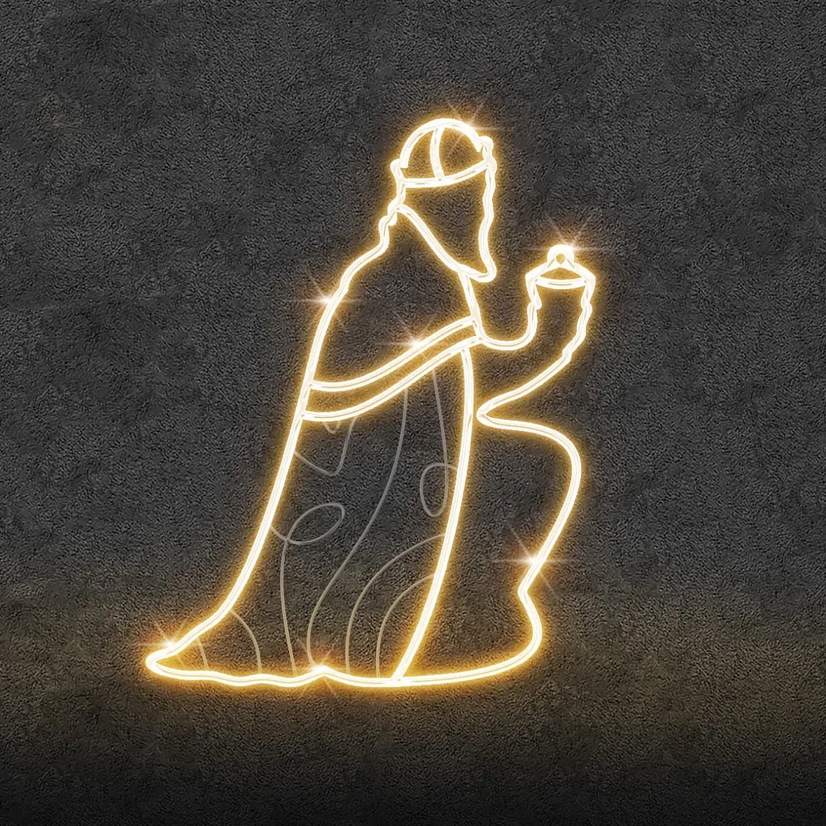 Easy Fix 2D LED light king klęcząca, 155 × 105 cm, ciepła biel, stojąca, druk 3D