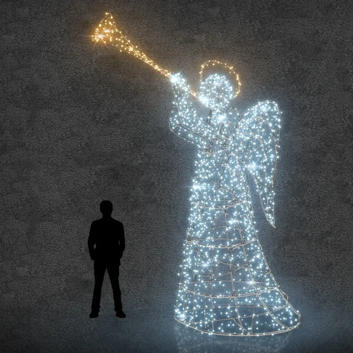 Eco Fix 3D LED anioł świetlny z trąbką, 500 cm, biel lodowa, aluminium