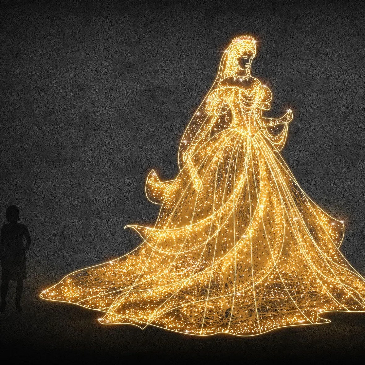 Statua świetlna Eco Fix 3D LED Sissi, 400 cm, ciepła biel, aluminium