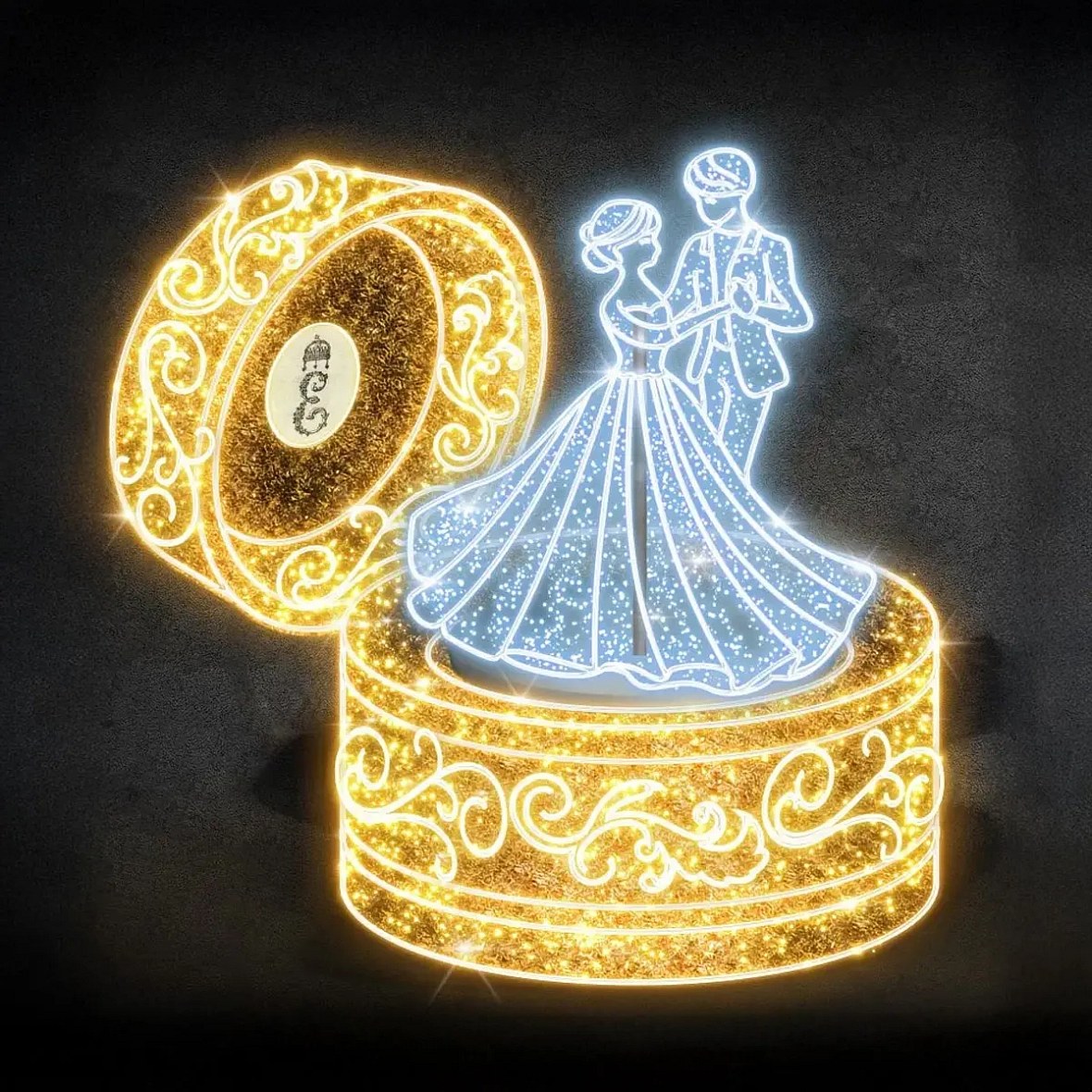 Kaseta świetlna LED 3D, 250 cm, ciepła i lodowata biel, 36 V, 255 W, wykonana z 6 części
