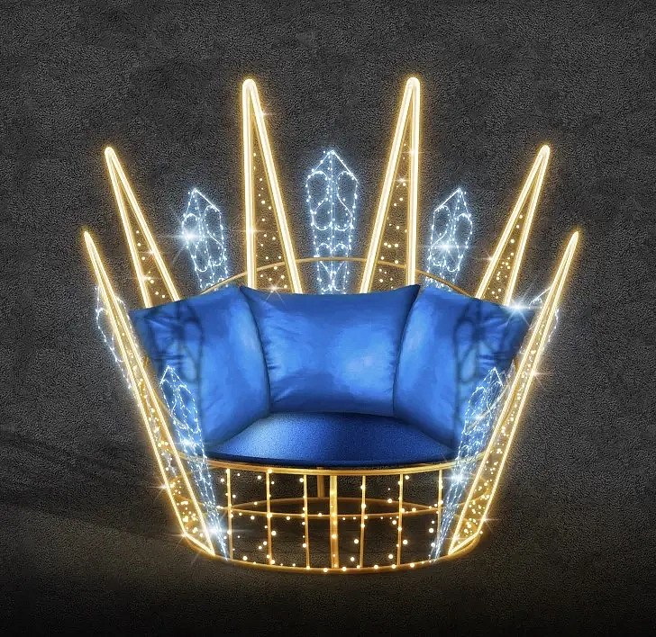 Fotel z oświetleniem LED 3D, 154 × 193 × 144 cm, ciepła i lodowa biel, 36 V, 54 W, 70 kg, 1 część