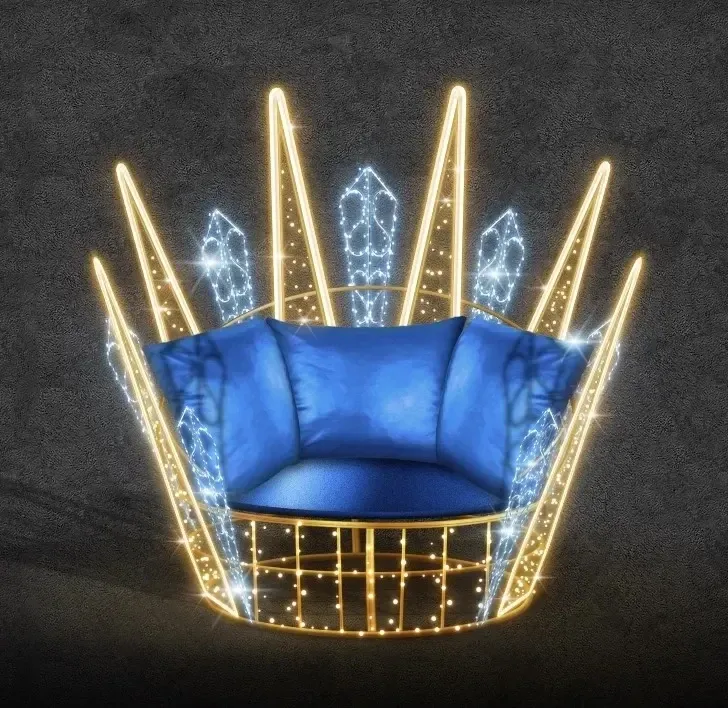Fotel z oświetleniem LED 3D, 154 × 193 × 144 cm, ciepła i lodowa biel, 36 V, 54 W, 70 kg, 1 część