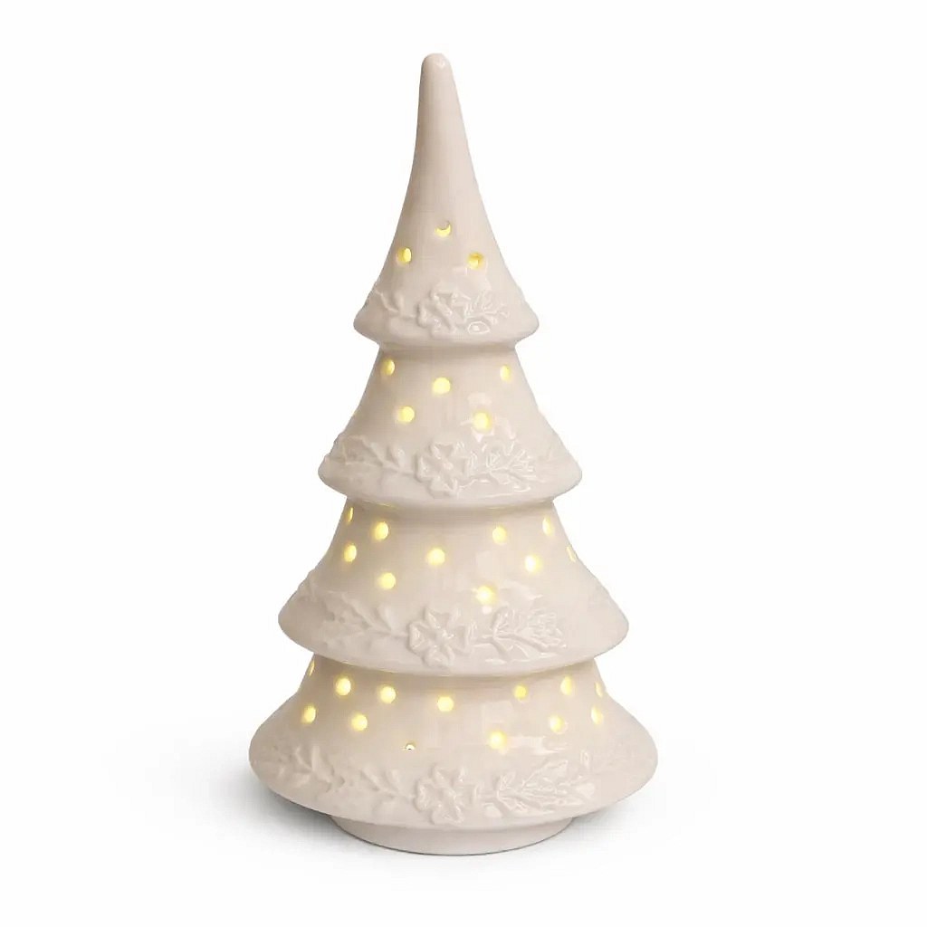 Ceramiczna dekoracja LED na choinkę 11,4 × 8,5 × 23 cm, ciepła biel, 2 × LR44
