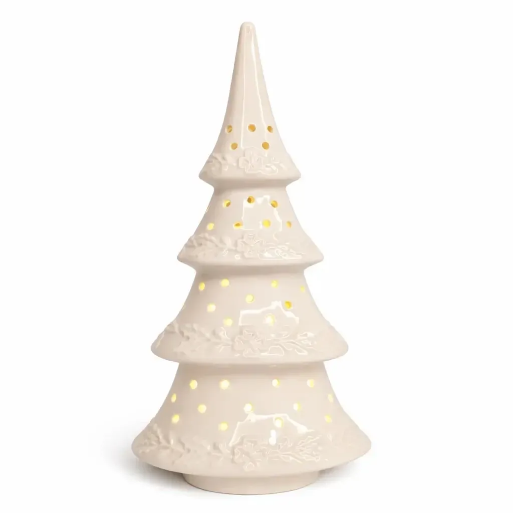 Ceramiczna dekoracja LED na choinkę, 15 × 9,2 × 29 cm, ciepła biel, 2 × LR44