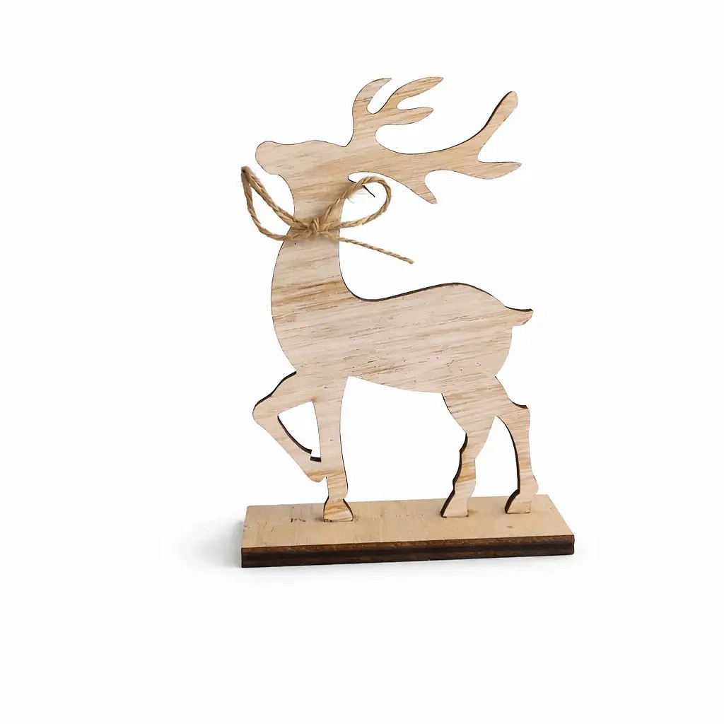 Drewniana dekoracja stołu bożonarodzeniowego renifer 10,5 × 3,5 × 15,2 cm, stojąca