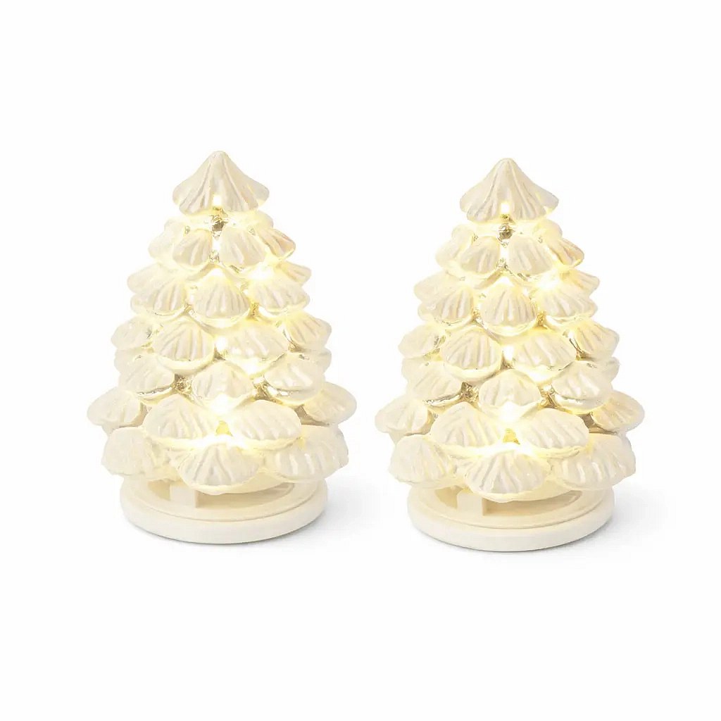 Lampki choinkowe LED na baterie CR2032, zestaw 2 sztuk, pokryte śniegiem, szklane