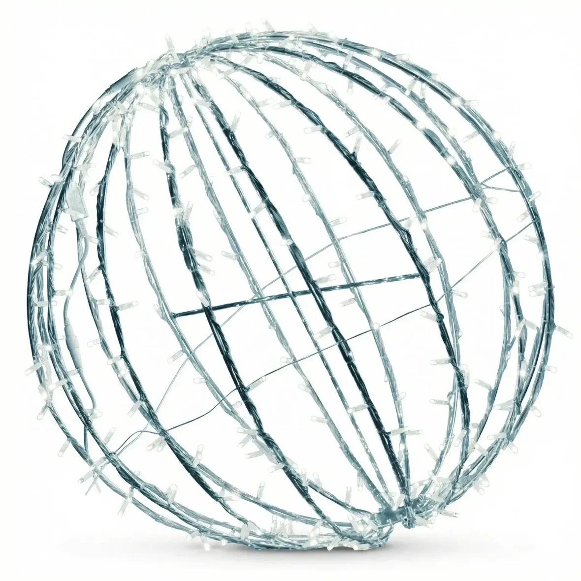 Kula świetlna LED 3D, średnica 100 cm, lodowa biel, biały przewód, IP67, Easy Fix
