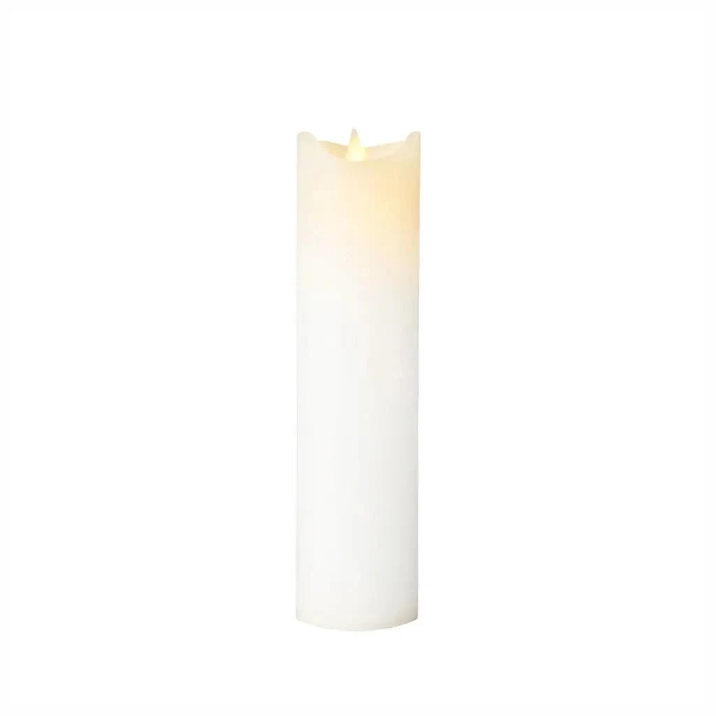 Świeca LED na baterie, wosk Sara, Ø 5 × 20 cm, biała, 2 × AA