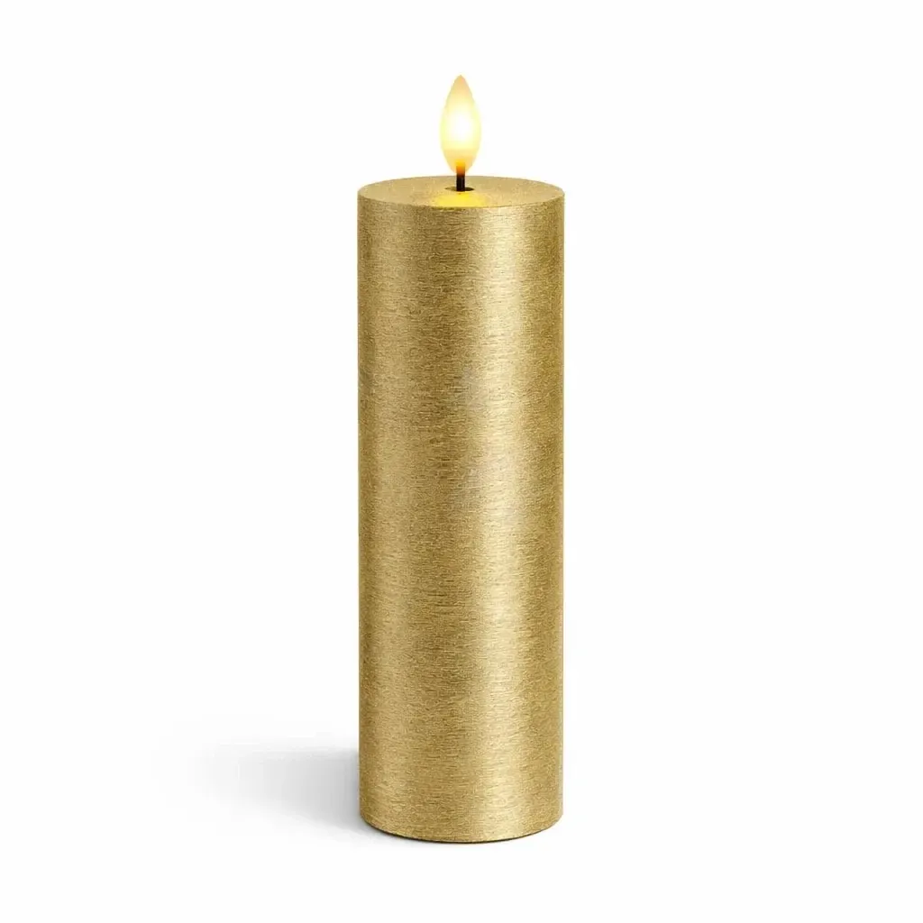 Świeca LED na baterie, wosk Sille, Ø 5 × 20 cm, złota, 2 × AA