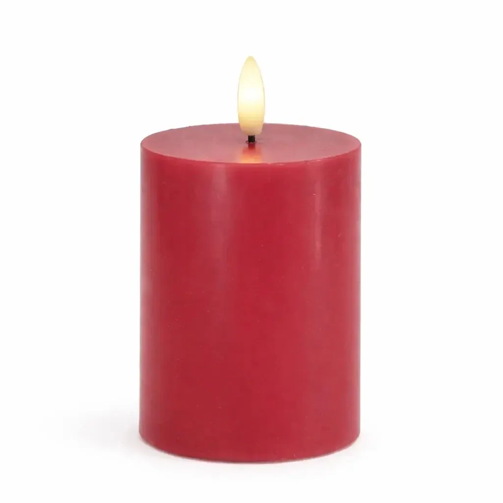 Świeca LED na baterie, wosk Sille, Ø 7,5 × 10 cm, różowa śliwka, 2× AA