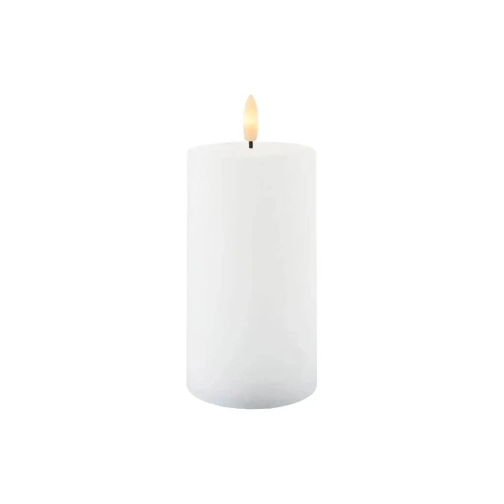 Ładowalna świeca LED z prawdziwego wosku Sille, Ø 7,5 × 15 cm, biała