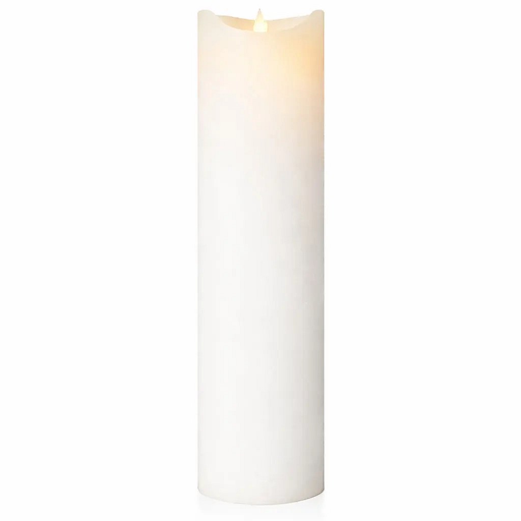 Ładowalna świeca LED z prawdziwego wosku „Sara”, Ø 7,5 × 30 cm, biała