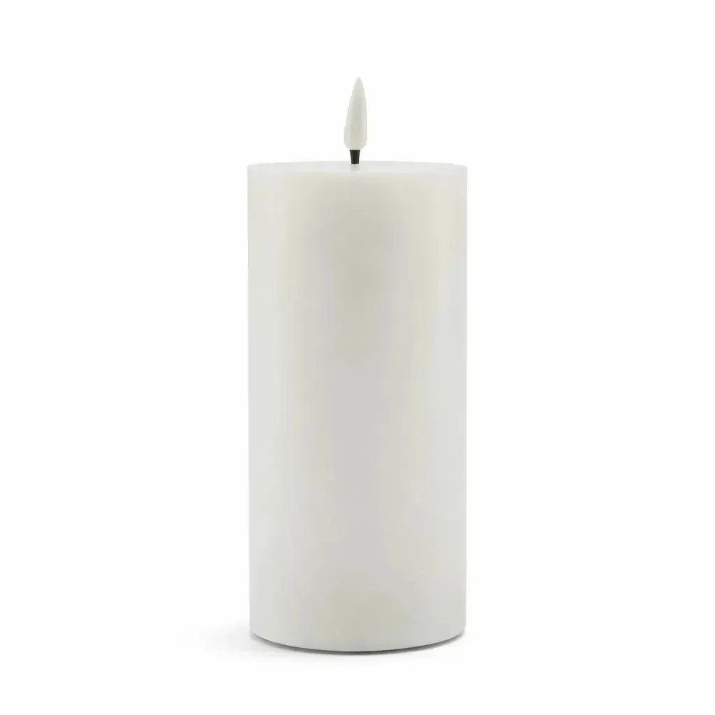 Świeczka LED z prawdziwego wosku, zasilana bateriami, Ø 7,5 × 15 cm, biała, 2× AA