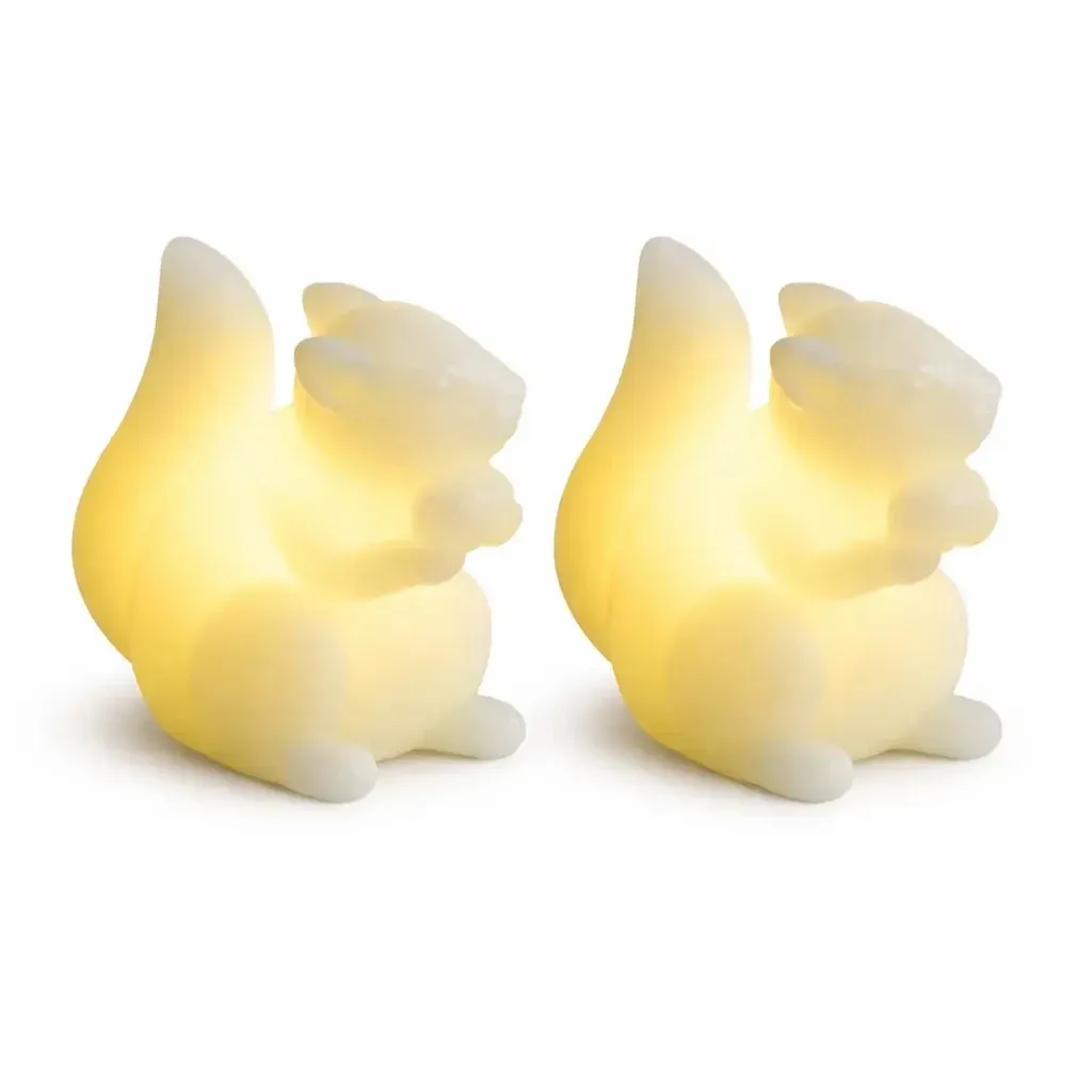 Świeczki LED z prawdziwego wosku na baterie, wiewiórka, 7,5 × 9 cm, białe, zestaw 2 szt., CR2032