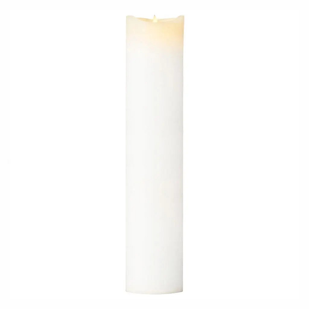 Duża woskowa świeca LED na baterie Sara exclusive, Ø 10 × 50 cm, biała, 3× AA