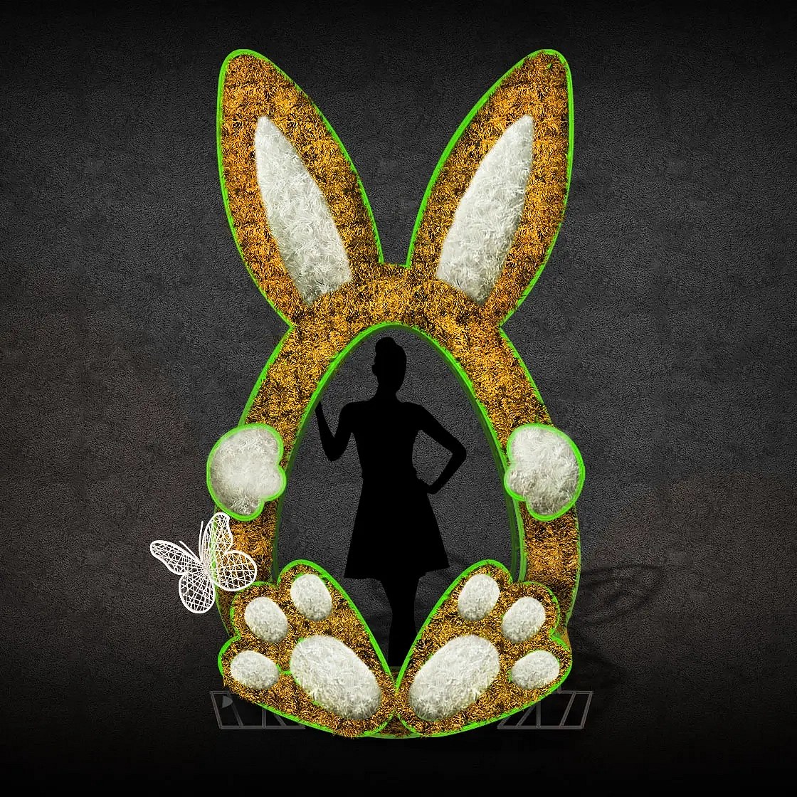 Easter Bunny 3D photo point, 170 × 300 cm, dywan, nienaświetlony