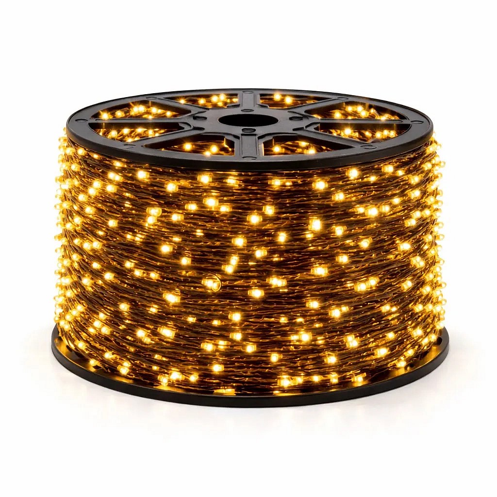 Łańcuch świetlny Eco Fix LED, do użytku na zewnątrz, 80 m, ciepła biel, 800 diod, ciemnozłoty kabel, IP67, szpula