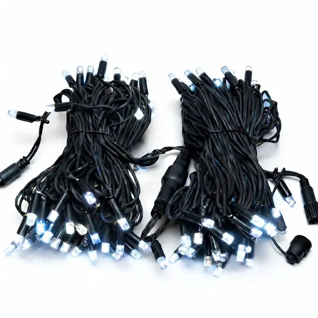 Łańcuch świetlny Easy Fix LED, 20 m, do użytku na zewnątrz, kolor lodowobiały, 120 diod, czarny kabel, IP44