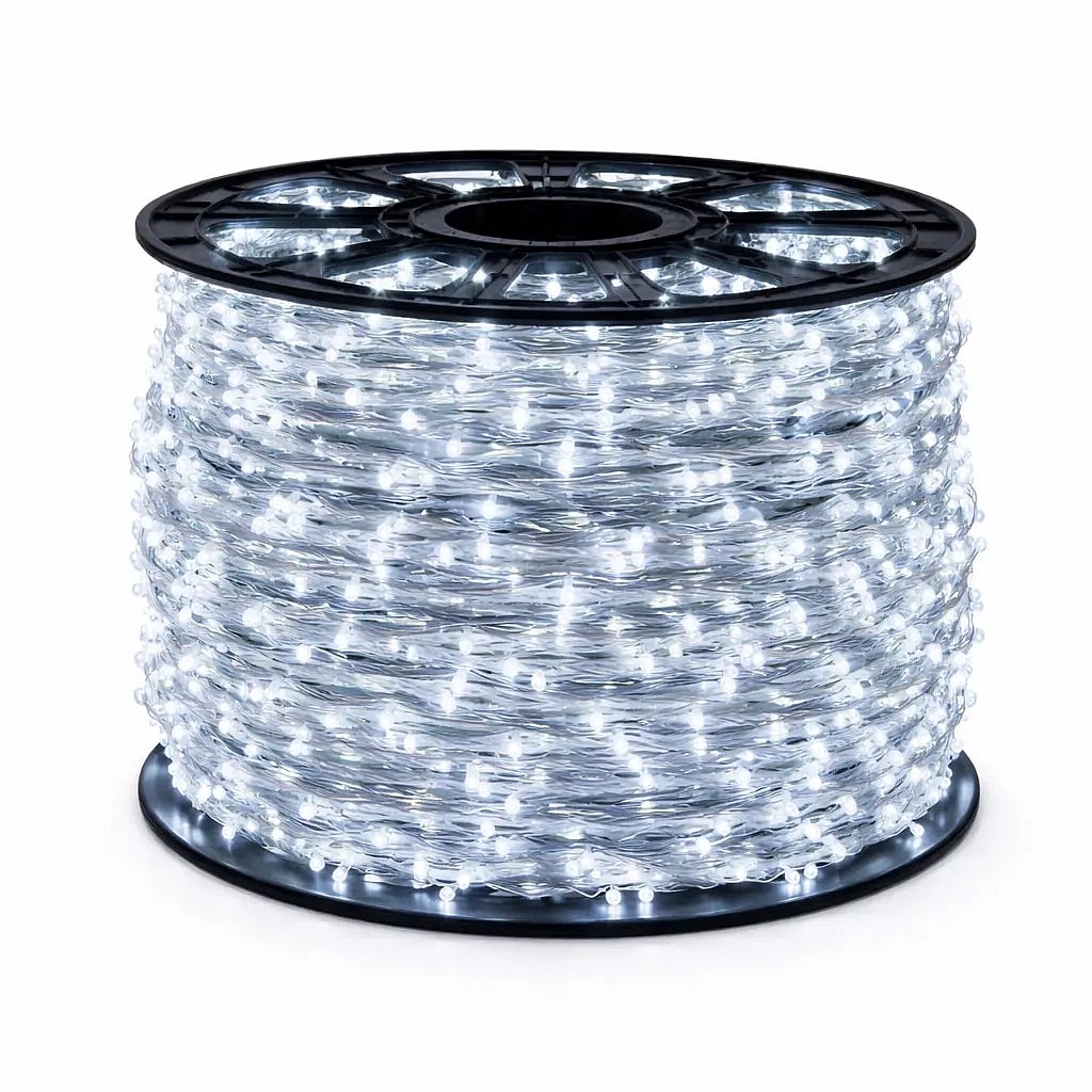 Łańcuch świetlny Easy Fix LED, 100 m, biały lodowy, 2000 diod, biały kabel, IP67, szpula