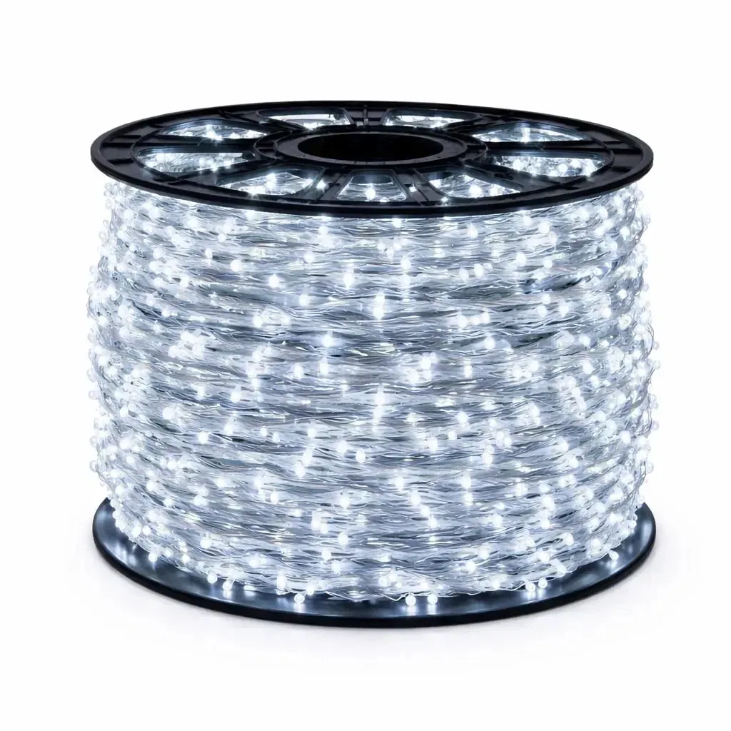 Łańcuch świetlny Easy Fix LED, 100 m, biały lodowy, 2000 diod, biały kabel, IP67, szpula