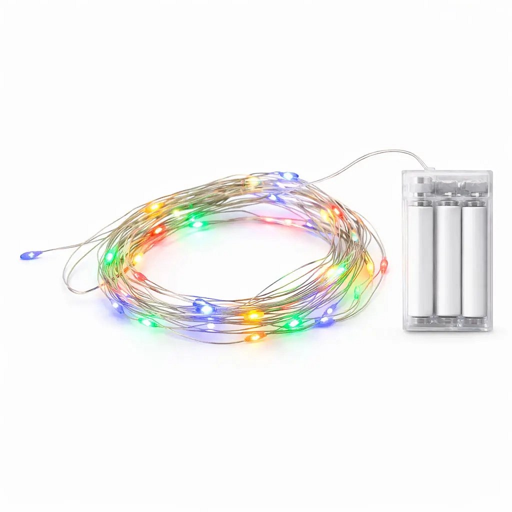 Lampki LED na baterie, w kształcie kropelek, 2,30 m, kolorowe, 20 diod, przewód, IP20 do wnętrz, 3 × AA