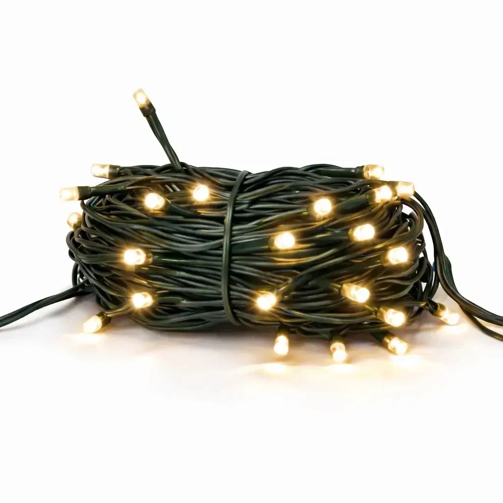 Hobby Line – łańcuch świetlny LED, do użytku na zewnątrz, 4 m, ciepła biel, 32 diody, ciemnozielony kabel, IP44, przedłużacz