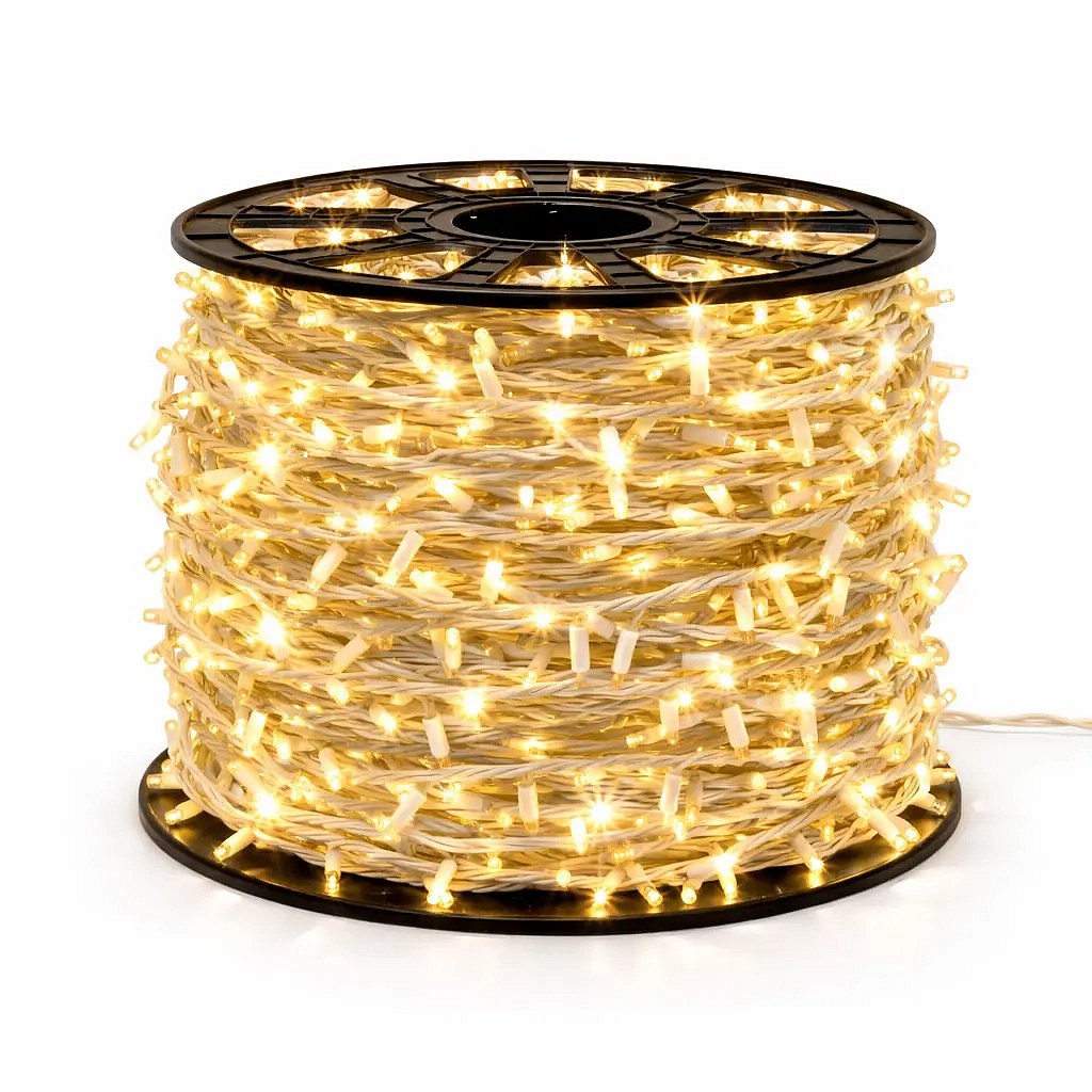 Łańcuch świetlny Easy Fix LED, 100 m, ciepła biel, 1000 diod, biały kabel, IP67, szpula