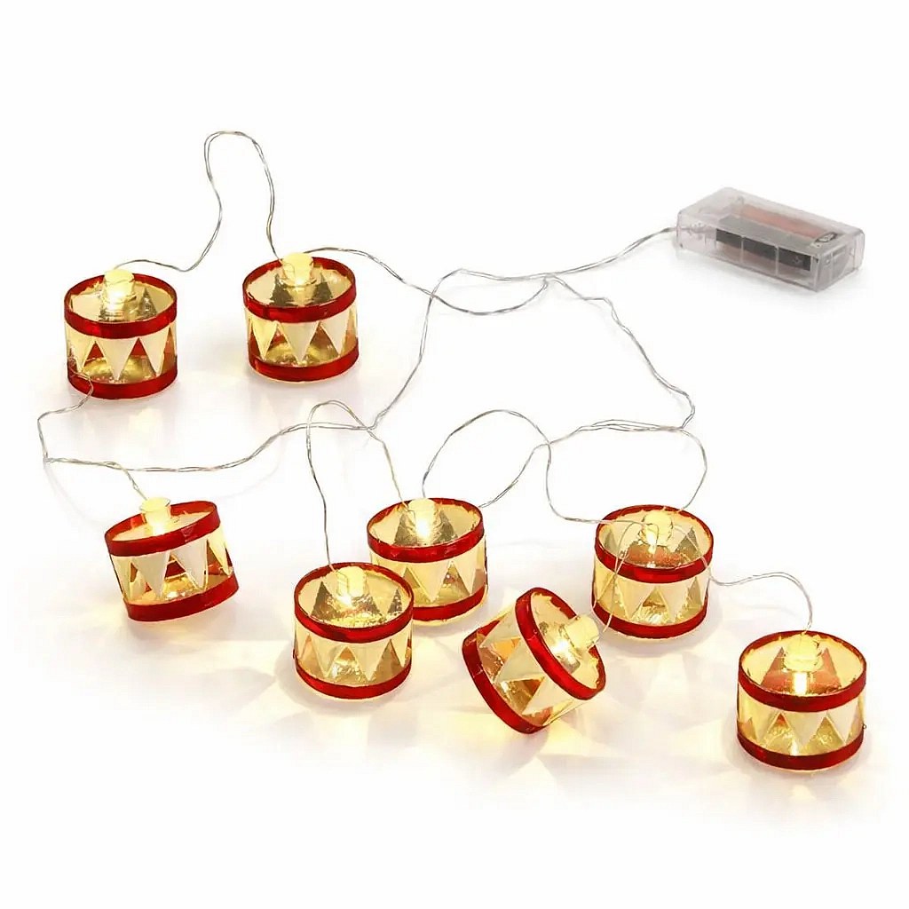 Latarka LED 1,5 m czerwony bęben, ciepły biały, przezroczysty kabel IP20, 2× AA