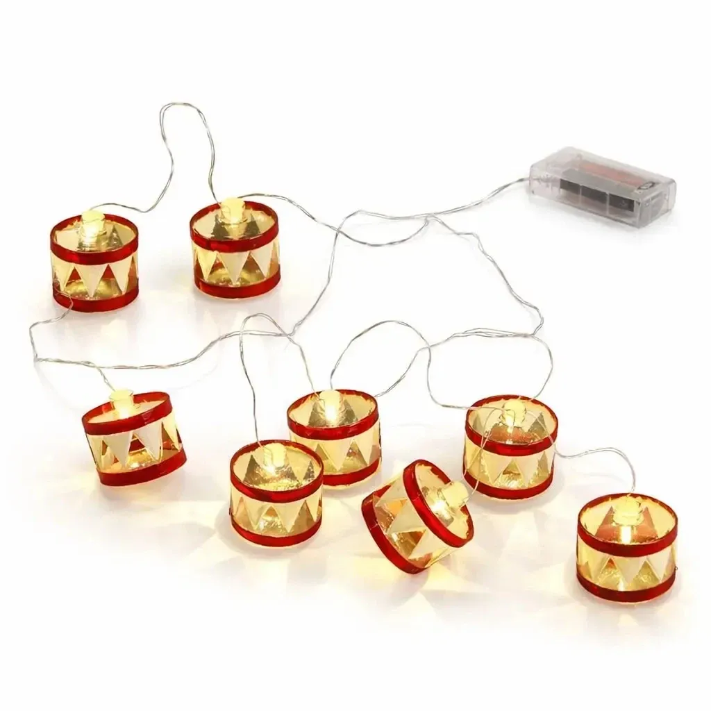 Latarka LED 1,5 m czerwony bęben, ciepły biały, przezroczysty kabel IP20, 2× AA