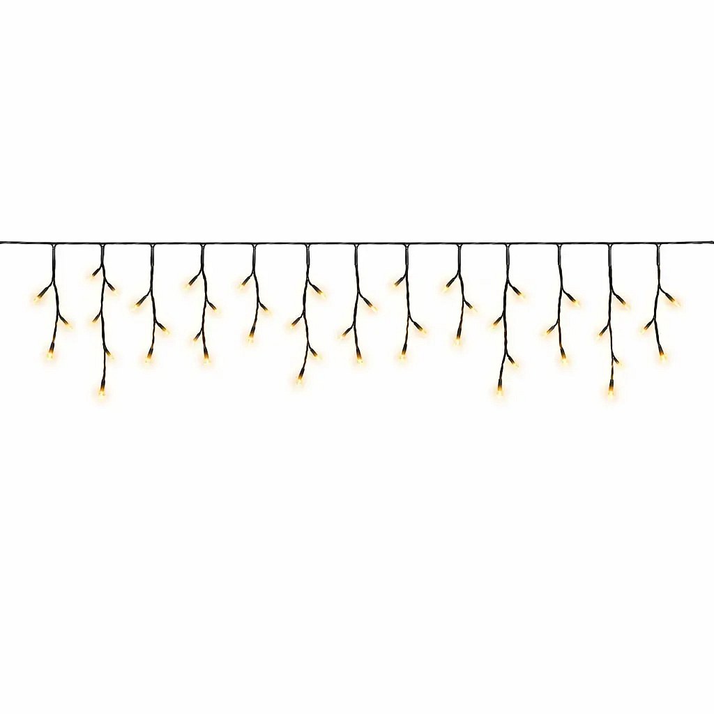 Eco Fix – zewnętrzne lampy LED w kształcie sopli, świecące, 200 × 50 cm, ciepła biel, 60 diod, 36 V, czarny kabel, IP44, przedłużacz