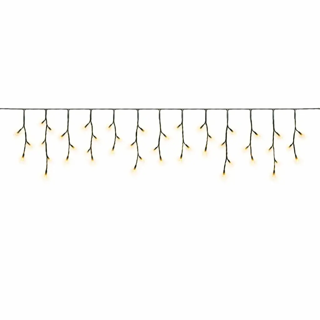 Hobby Line – zewnętrzne lampki LED w kształcie sopli, 200 × 50 cm, ciepła biel, 40 diod, ciemnozielony kabel, IP44, przedłużacz