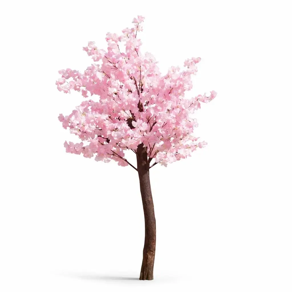 Sztuczne drzewo 3D Sakura 150 × 100 cm, różowa dekoracja, IP44 na zewnątrz, metal i plastik