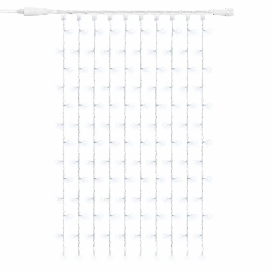 Easy Fix – zewnętrzna girlanda świetlna LED, 100 × 150 cm, kolor lodowobiały, 150 diod, biały kabel, IP67, przedłużacz