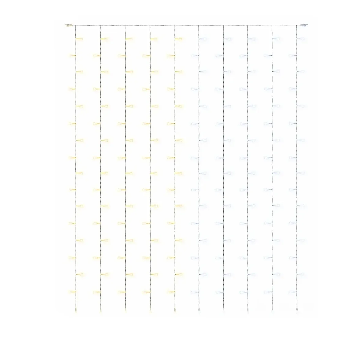 Easy Fix – zewnętrzna girlanda świetlna LED, 100 × 150 cm, dwukolorowa (zimna i ciepła biel), 150 diod, biały kabel, IP44, przedłużacz