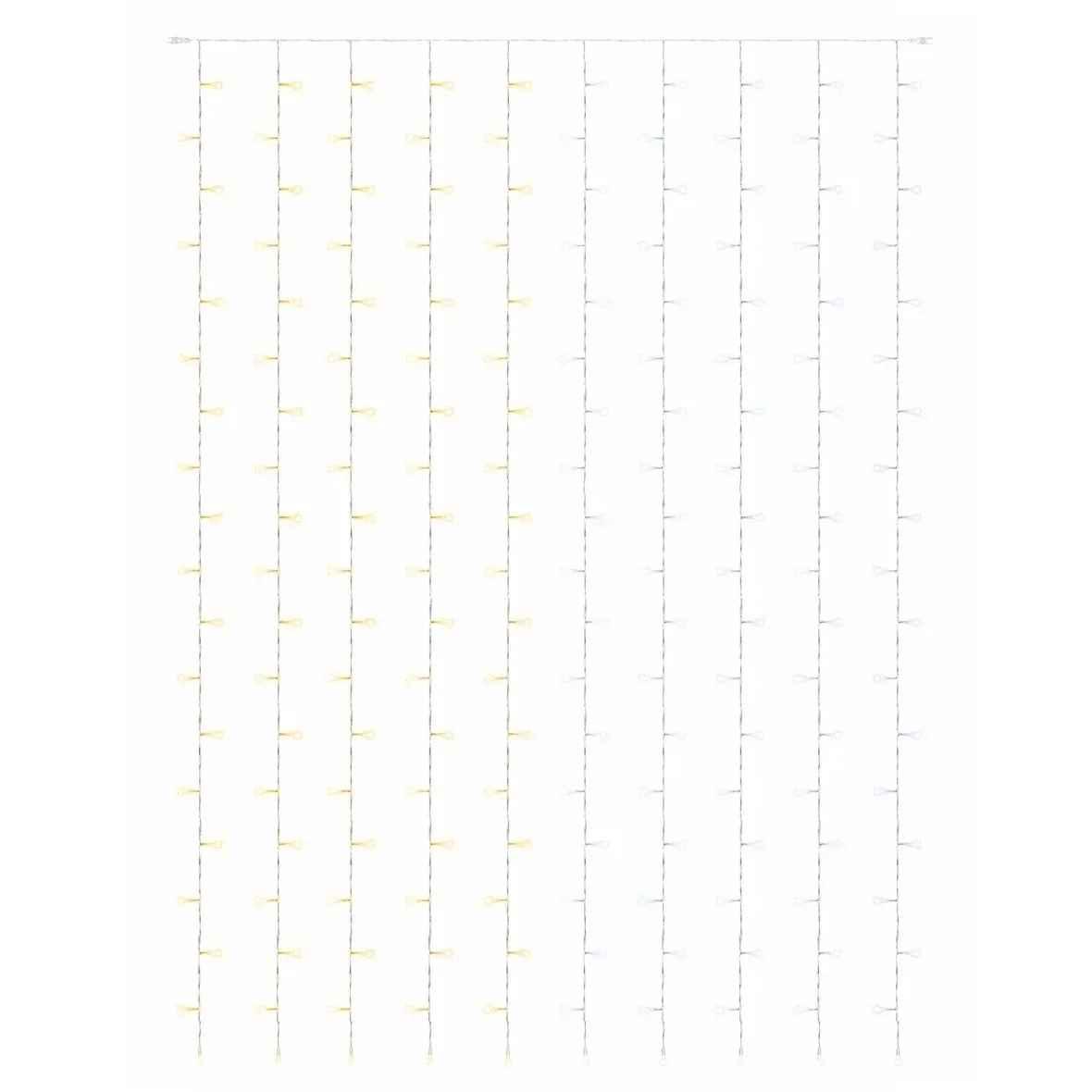 Easy Fix – zewnętrzna girlanda świetlna LED, 100 × 300 cm, dwukolorowa z przełącznikiem między ciepłą a lodowatą bielą, 300 diod, biały kabel, IP44, przedłużacz