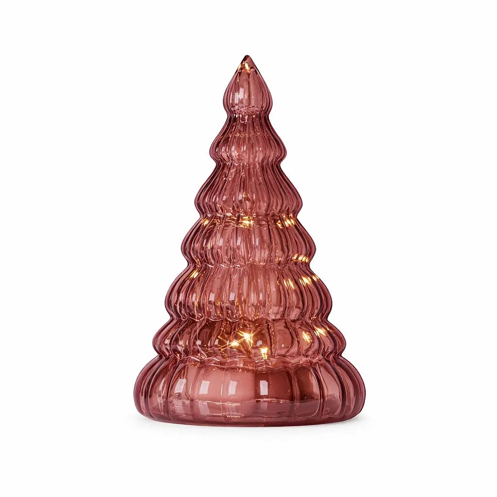 Drzewko LED, szkło, bordowy, 16,5 cm
