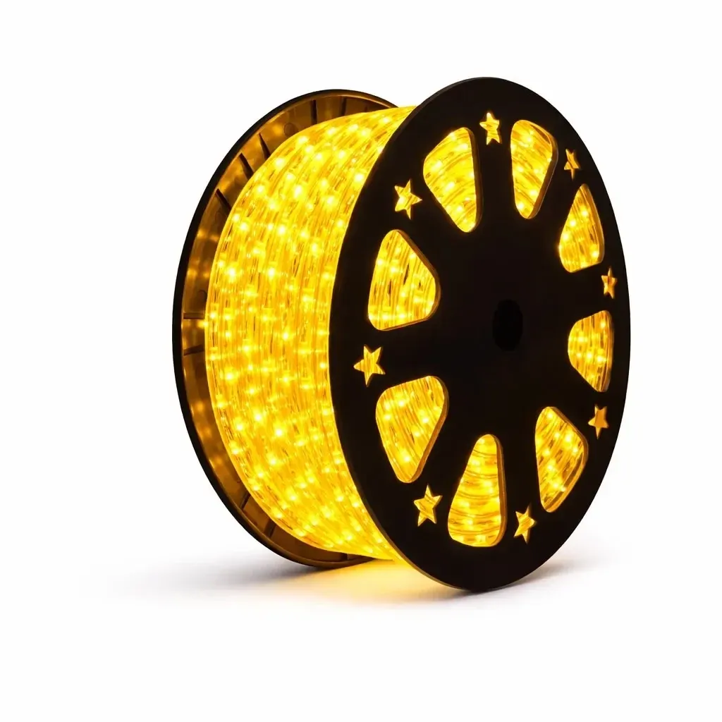 Easy Fix – zewnętrzna wąż świetlny LED, 50 m, żółty, 1500 diod, przezroczysty kabel, IP44, szpula