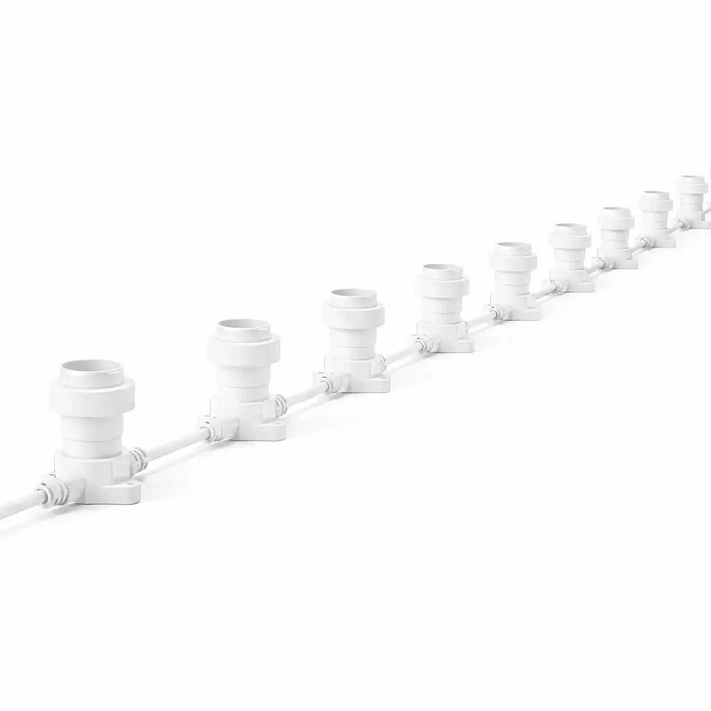 Światło zewnętrzne Easy Fix feston 10 m na 10 żarówek E27, biały kabel IP67, przedłużacz, bez żarówek