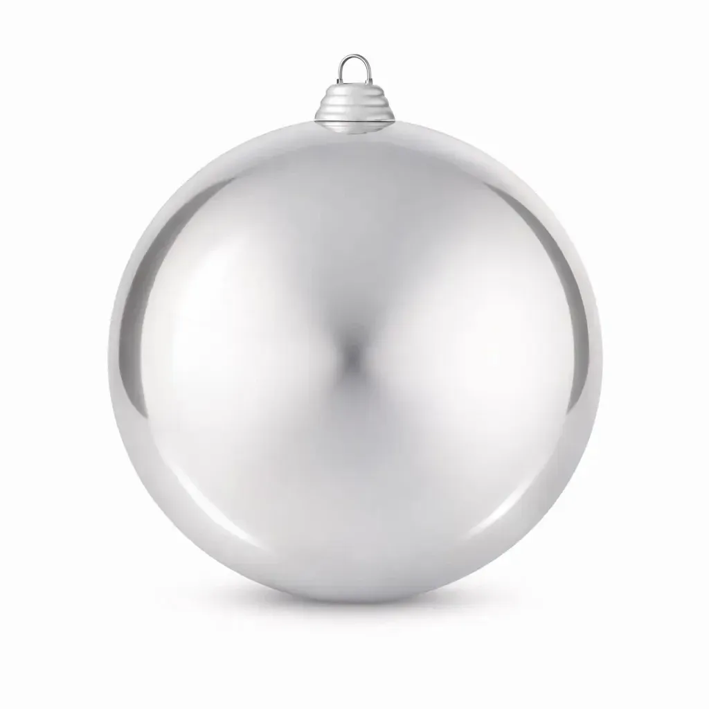 Duża bombka świąteczna 30 cm, srebrna, błyszcząca, UV