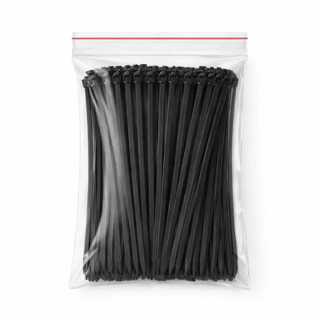 Plastikowe paski zaciskowe 3,6 mm × 20 cm, czarne, opakowanie 100 szt.