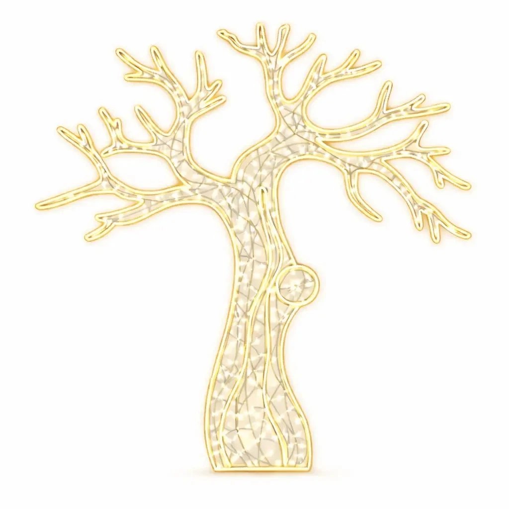 Lampka choinkowa Eco Fix 2D LED, liściasta, 150 × 165 × 3 cm, ciepła biel, wisząca, druk 3D